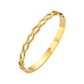 Détail du bracelet en acier inoxydable plaqué or 18K avec maillons creux et petits diamants - Style Symbole Infini (HMSZ032) / Or
