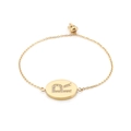 Adjustable gold stainless steel bracelet featuring a zircon-studded letter R charm - Gold (R)