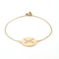 Adjustable gold plated stainless steel letter X bracelet with zircon pave pendant - Gold (X)