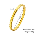 Detail view of 6mm gold stainless steel bead bracelet with size and weight measurements - Polka Dot Circle Style (HMSZ068-Gold)