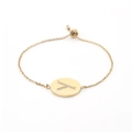 Adjustable gold stainless steel bracelet with a crystal-encrusted letter Y charm - Gold (Y)