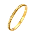 Bracelet jonc élégant en acier inoxydable doré avec texture striée et zircons - Design de Texture Nervurée (HMSZ057 Couleur Or)