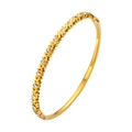 Bracciale in acciaio al titanio placcato oro 18k con zirconi tondi scintillanti - Stile a Fila di Cuori (HMSZ039) / Oro