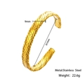 Bracciale rigido in acciaio dorato con cuore in zircone, design intrecciato, 9mm x 61mm - Stile Cavo Intrecciato (HMSZ065)-Oro