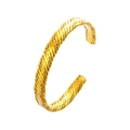 Bracciale rigido regolabile in acciaio inossidabile dorato con design a corda intrecciata - Trama Intrecciata Oro (HMSZ065 Oro)