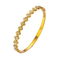Bracelet jonc en acier titane doré avec motifs trèfle à quatre feuilles et zircons - Style Trèfle (HMSZ061) / Or