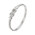 Détail du bracelet en acier titane argenté avec nœud torsadé et zircons étincelants - Nœud Twist Argent (HMSZ050-1)