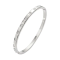 Detail of silver titanium steel hinge bracelet with square-set zirconia clusters - Square Lattice Silver (HMSZ051-1)