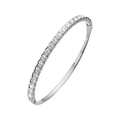 Detalle de un brazalete plateado con incrustaciones de cristales redondos brillantes - Estilo Simple Fila Zirconia (HMSZ036) / Plateado