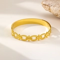 Elegant 18K gold-plated stainless steel open bangle with cross and bead patterns - Cross Hollow Style (HMSZ067-Steel) / Steel