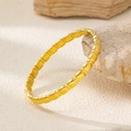 Minimalist 18K gold plated stainless steel bamboo style bangle with textured segments - Square Texture Style (HMSZ069-Steel) / Steel