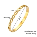 Goldenes Edelstahl-Armband mit Zirkonia-Einlage und elegantem Hohlkreuz-Design - Hohler Ovaler Link-Stil (HMSZ032-Goldfarbe)
