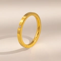 Macro view of minimalist 18k gold plated stainless steel ring with a single square inset diamond - US 5 / Gold
