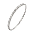 Vue détaillée du bracelet jonc argenté en acier titane avec zircons étincelants - Texture de Vague Argent (HMSZ049-1)