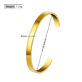 Polished 18k gold plated stainless steel C-shaped cuff bracelet for women 6mm width - Mirror Gold (Large)