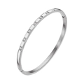 Silver stainless steel bangle for women featuring eight inlaid cubic zirconia stones - B028-Silver
