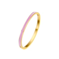 Schmaler Damen Armreif aus vergoldetem Edelstahl mit rosa Emaille und Klappverschluss - Minimalistischer Stil (B101) / 4mm / Gold + Rosa