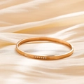 Rose gold stainless steel bracelet featuring parallel grooves and six inset zircons - B073-4mm Rose Gold