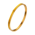 Minimalistischer goldener Edelstahl-Armreif mit gelber Emaille-Einlage und Klappverschluss - Minimalistischer Stil (B101) / 4mm / Gold + Gelb