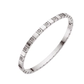 Silver stainless steel square bangle with cubic zirconia stones and fold-over clasp - B135-Silver