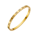 Golden stainless steel bangle with square chain links and sparkling zircon stones - B135-Gold