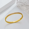 Gold plated stainless steel bracelet with rectangular pink zircon stones and side clasp - B139-Gold (Pink Rhinestone)