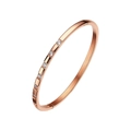 Rose gold stainless steel bracelet with sparkling zircons and frosted finish - B028-Rose Gold