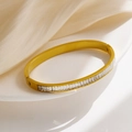 Elegant gold plated stainless steel bangle with rectangular zircon stones for women - Gold + White Rhinestone (B144)