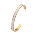Minimalist gold stainless steel C-shaped cuff bracelet with white enamel inlay detail - Female Style / Gold+White