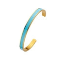 Elegant gold-plated stainless steel cuff bangle with sky blue enamel inlay - Female Style / Gold + Light Blue