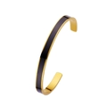 Minimalist gold plated stainless steel hinge bangle with black enamel inlay design - Male Style / Gold + Black