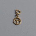 Macro shot of gold plated Aries zodiac pendant with round spring ring clasp for DIY jewelry - Aries (With Spring Ring Clasp)