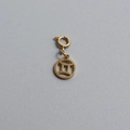 Macro detail of gold plated stainless steel Gemini zodiac disc charm with spring clasp - Gemini (With Spring Ring Clasp)