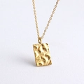 Minimalist 18K gold plated titanium necklace featuring a lava textured geometric pendant - Necklace with Pendant / Square Wave Design