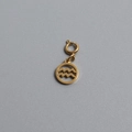Polished gold Aquarius zodiac pendant with circular cutout and spring ring clasp - Aquarius (With Spring Ring Clasp)