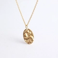 18K gold plated titanium necklace with a textured molten lava geometric oval pendant - Necklace with Pendant / Oval Wave