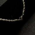 Close-up of silver twist rope chain with lobster clasp on black velvet background - 3mm Wide * 40cm Long / Steel