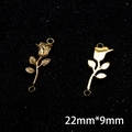 Macro shot of 18K gold rose pendant charm with star engraving for DIY jewelry - Rose Branch Style (P00160G)