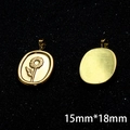 Detailed front and back view of 18K gold sunflower oval pendants measuring 15mm by 18mm - Sunflower Oval Coin Style (P00161G)