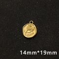 Detail of matte gold rose flower pendant with engraved Rose text and 14mmx19mm size - Relief Rose Style (P00167G)