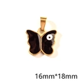 Detail van 16x18mm gouden vlinder hanger met zwart emaille en boze oog patroon - Zwart Emaille Vlinder