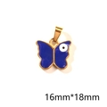Detailweergave van de blauwe emaille vlinderbedel met boze oog maat 16mm x 18mm - Blauw Emaille Vlinder