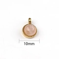 Pendentif vintage français 10mm en pierre rose avec monture dorée torsadée - Zircon Transparent