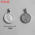 Vintage silver 18mm Roman coin pendant with Elizabeth II portrait and Dos Pesos motif - Mexico 2 Pesos 1988 Coin Charm (P00012S)
