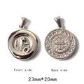 Macro view of 20mm Saint Benedict stainless steel medal pendant with clear crystals - St. Benedict Medal with Rhinestones (P00133S)