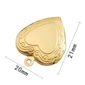 Golden heart locket pendant with engraved swirl patterns, measuring 20mm by 21mm - Patterned Locket / Steel