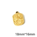 Golden 18K gold-plated rectangular 8-point star pendant 18mmx16mm with hammered texture - Octagonal Star Rectangle Coin Style (P00162G)