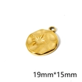 18K gold starburst rose pendant with hammered texture and 19mm by 15mm dimensions - Sun Round Coin Style (P00163G)