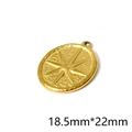 Matte gold oval pendant with 3D star pattern and 18.5mm by 22mm dimension details - Oval Star Burst Style (P00165G)
