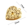 Golden heart-shaped locket pendant with intricate filigree cutout design, 20x19mm size - Hollow Locket (Without Stone) / Steel